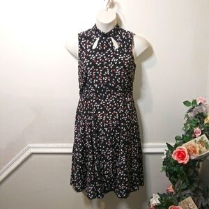 Modcloth Retro 40's Enjoy Every Moment Black Red & White Sleeveless Floral Dress